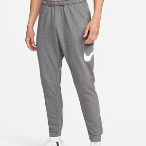 NWT NIKE MEN'S DRI FIT SWOOSH LOGO‎ JOGGERS CHARCOAL GRAY WHITE